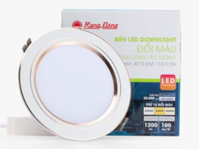 Downlight đổi màu DAT10L 110/12W viền vàng Rạng Đông 