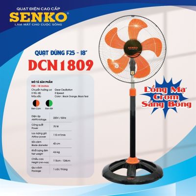 Quạt đứng 4.5 tấc mạ crom DCN1809  Senko