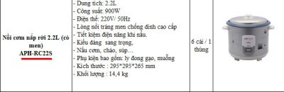 Nồi Cơm NR - 2.2L APH-22S APECHOME 