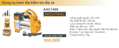 Dụng cụ bơm lốp xe DC12V - AAC1408 - Ingco (Cái)