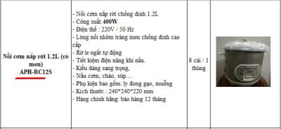 Nồi Cơm NR - 1,2 Lít APECHOME