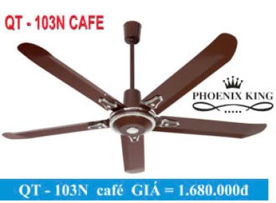 Quạt trần Mã QT-103N Quạt 5 cánh nhôm hoa văn,  mầu cafe, công suất 100W